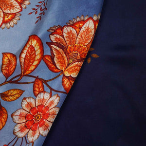 Sky Blue & Navy Blue Shaded Floral Print Crepe Fabric MT-28232 - TradeUNO
