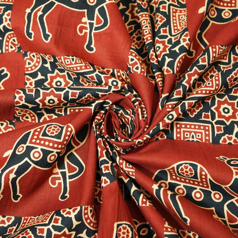 Red Ajrakh Print Cotton Fabric 