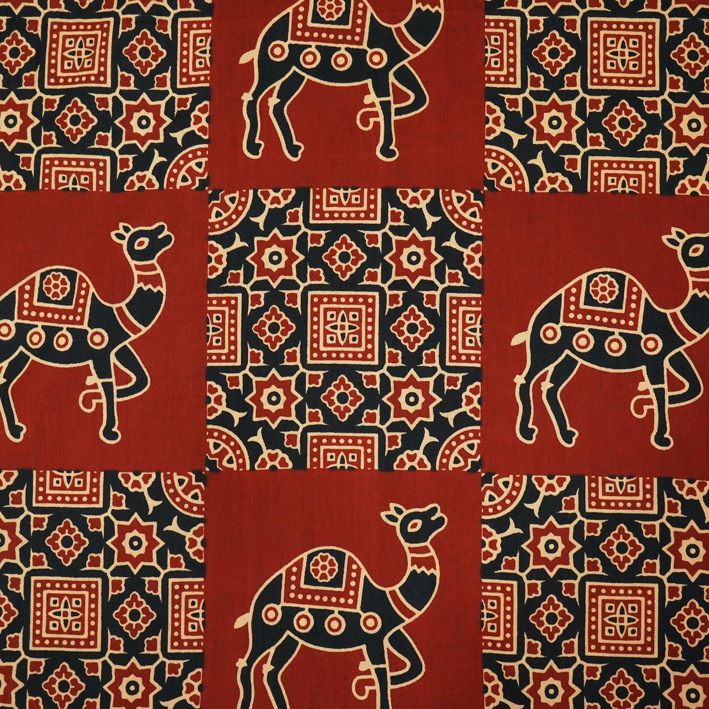 Red Ajrakh Print Cotton Fabric 