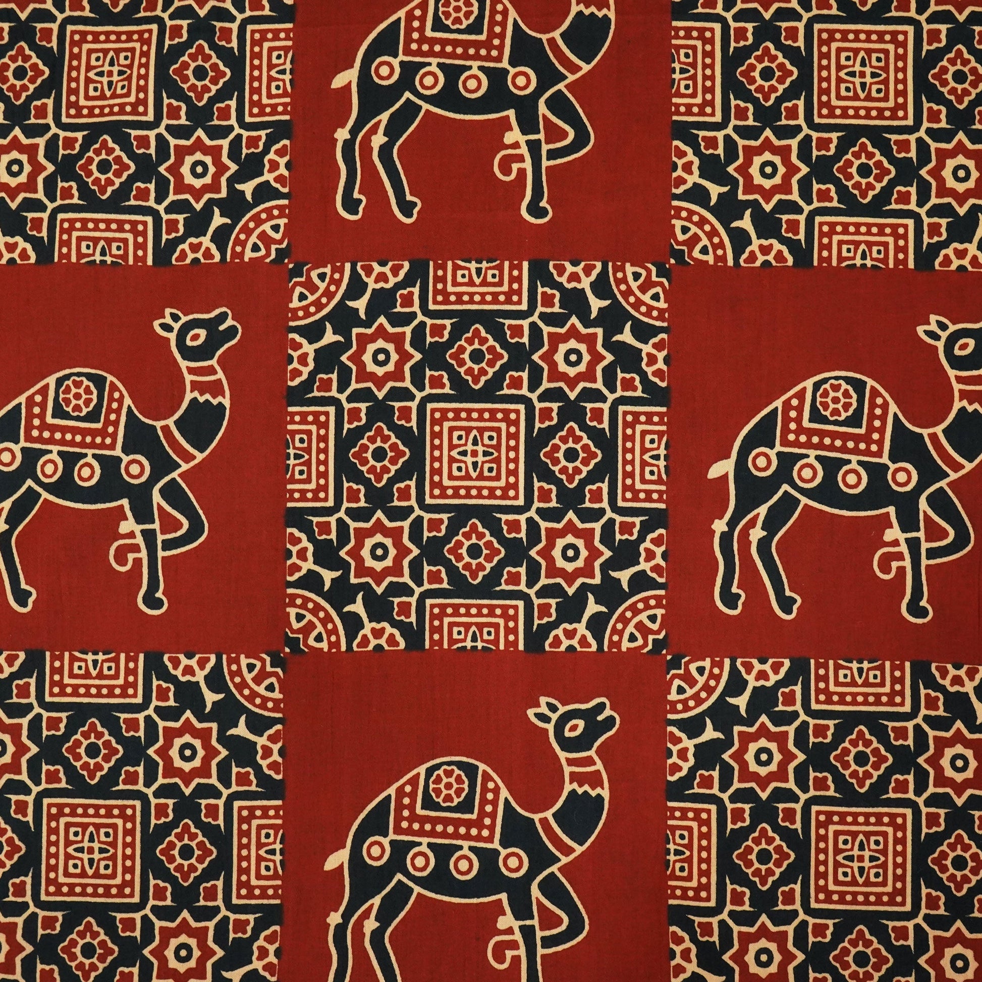 Red Ajrakh Print Cotton Fabric 