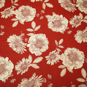 Red Floral Ajrakh Print Cotton Fabric