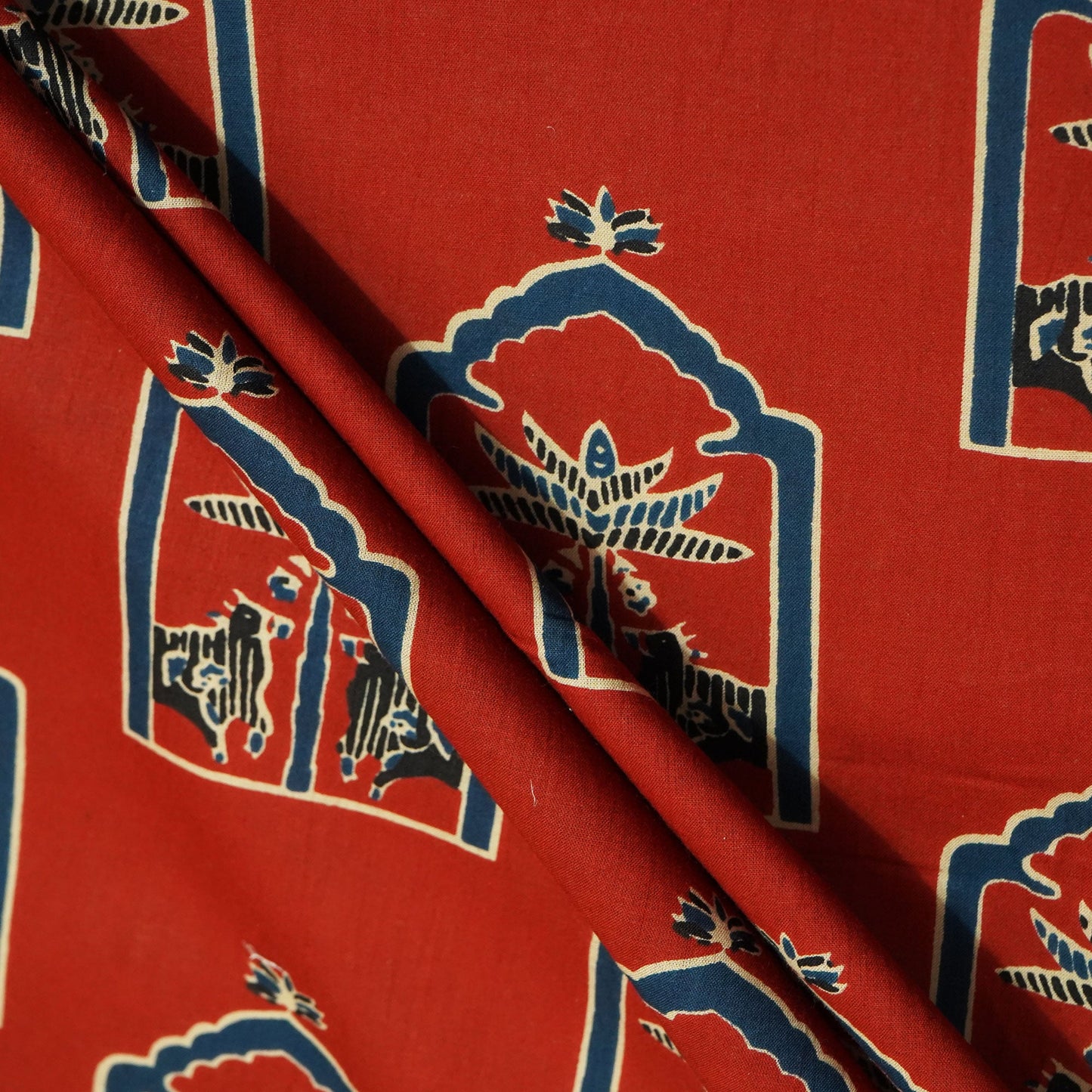 Red Ajrakh Print Cotton Fabric