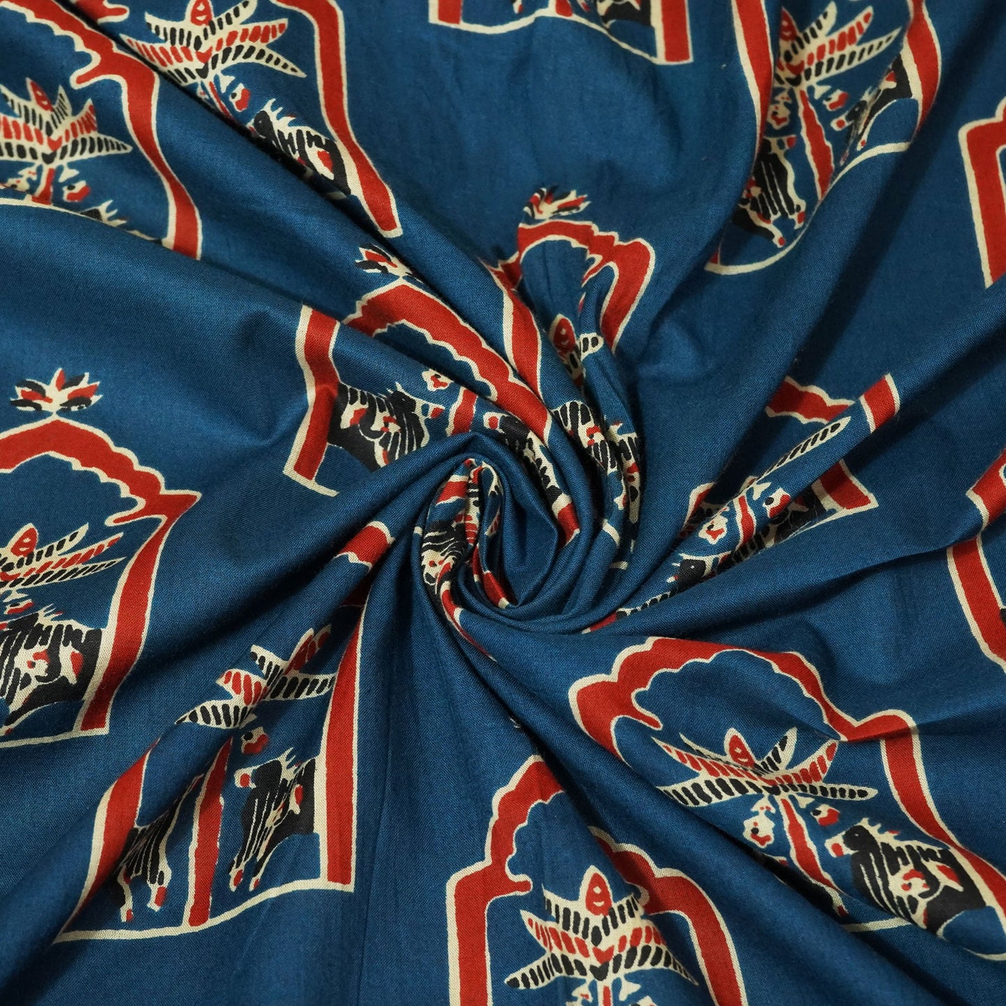 Blue Ajrakh Print Cotton Fabric
