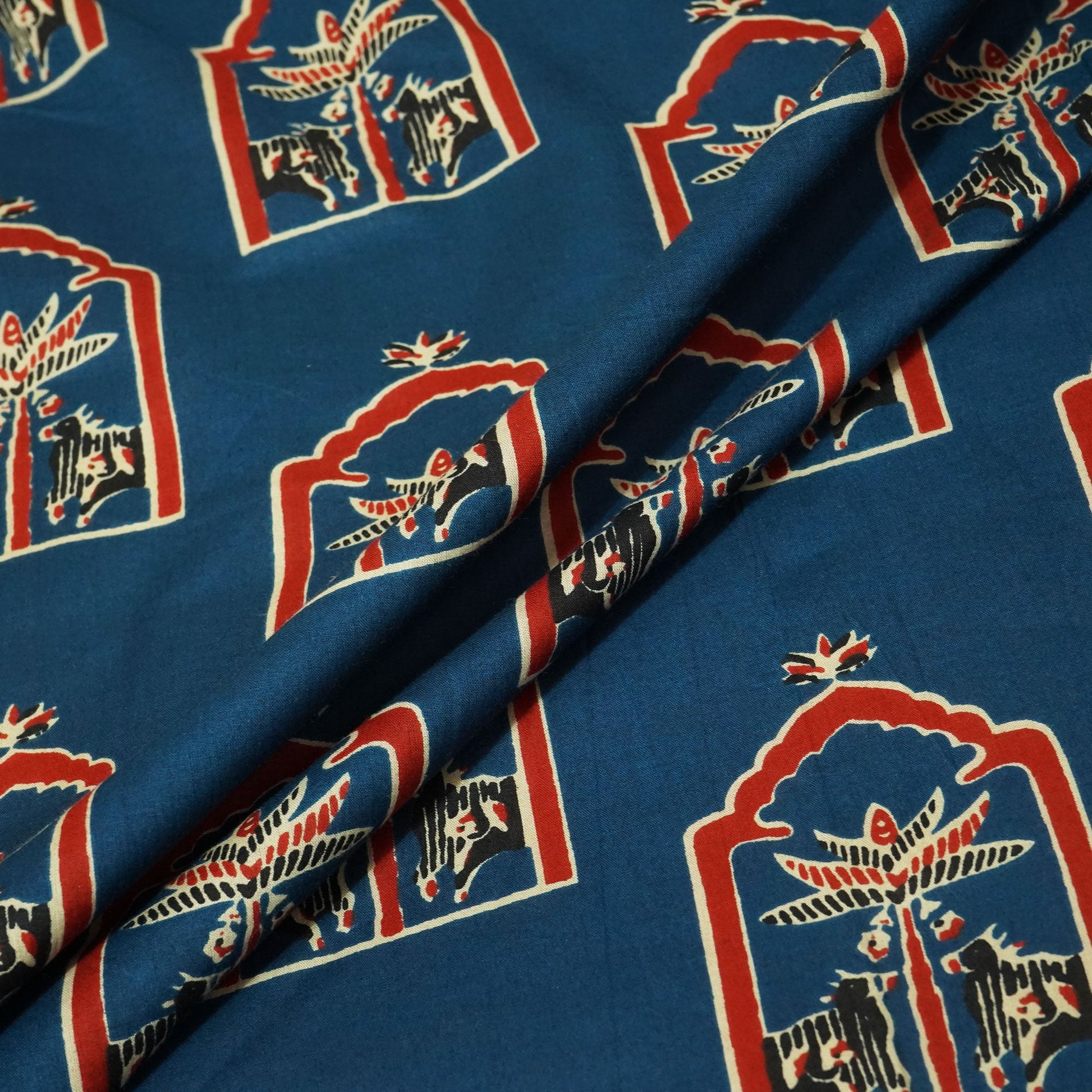 Blue Ajrakh Print Cotton Fabric