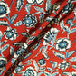 Red Floral Ajrakh Print Cotton Fabric