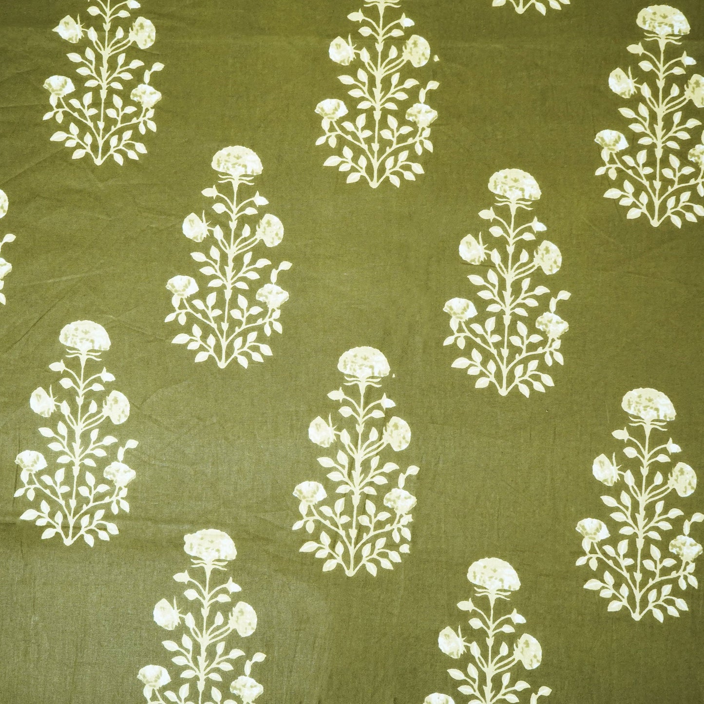Mehndi Green Handblock  Cotton Fabric