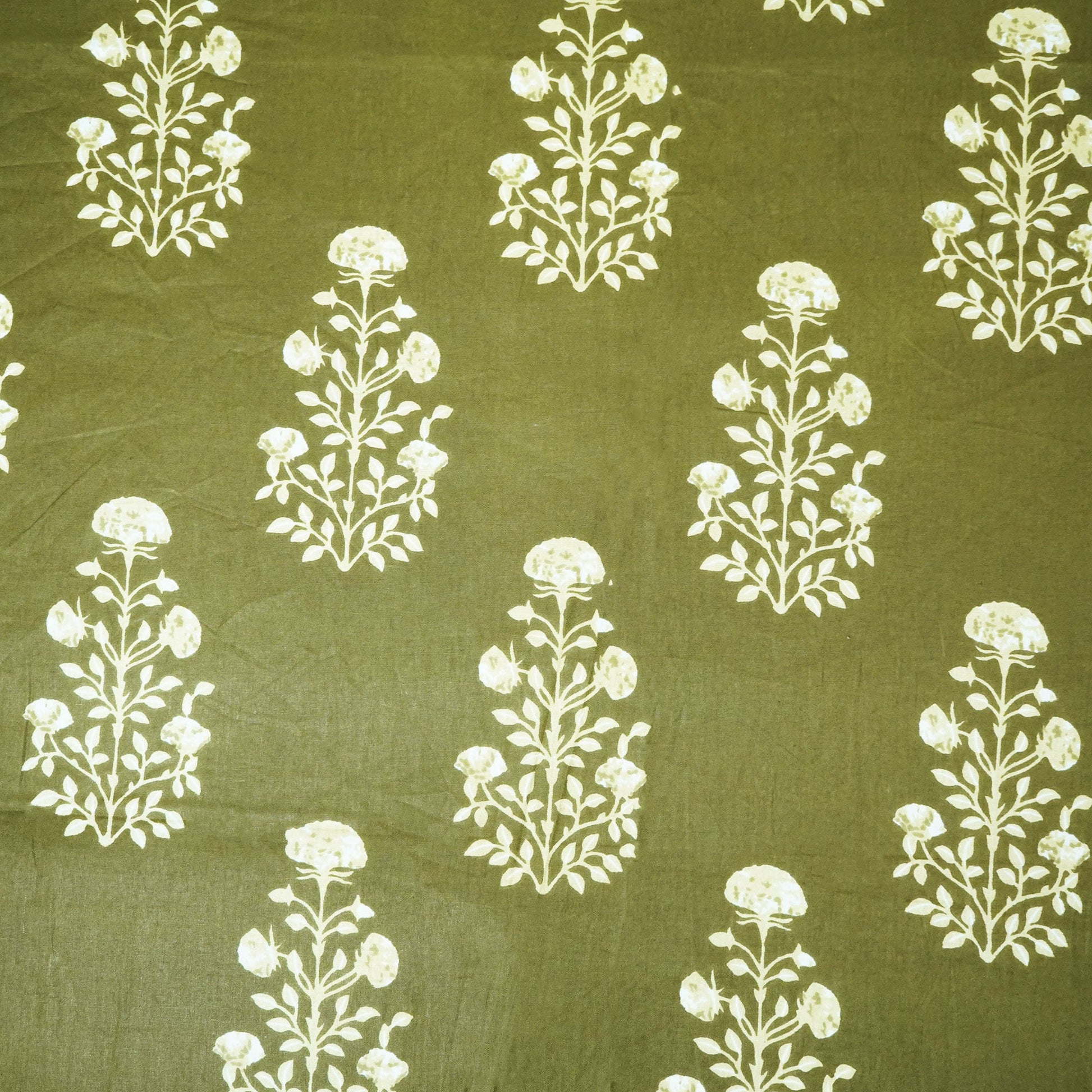 Mehndi Green Handblock  Cotton Fabric