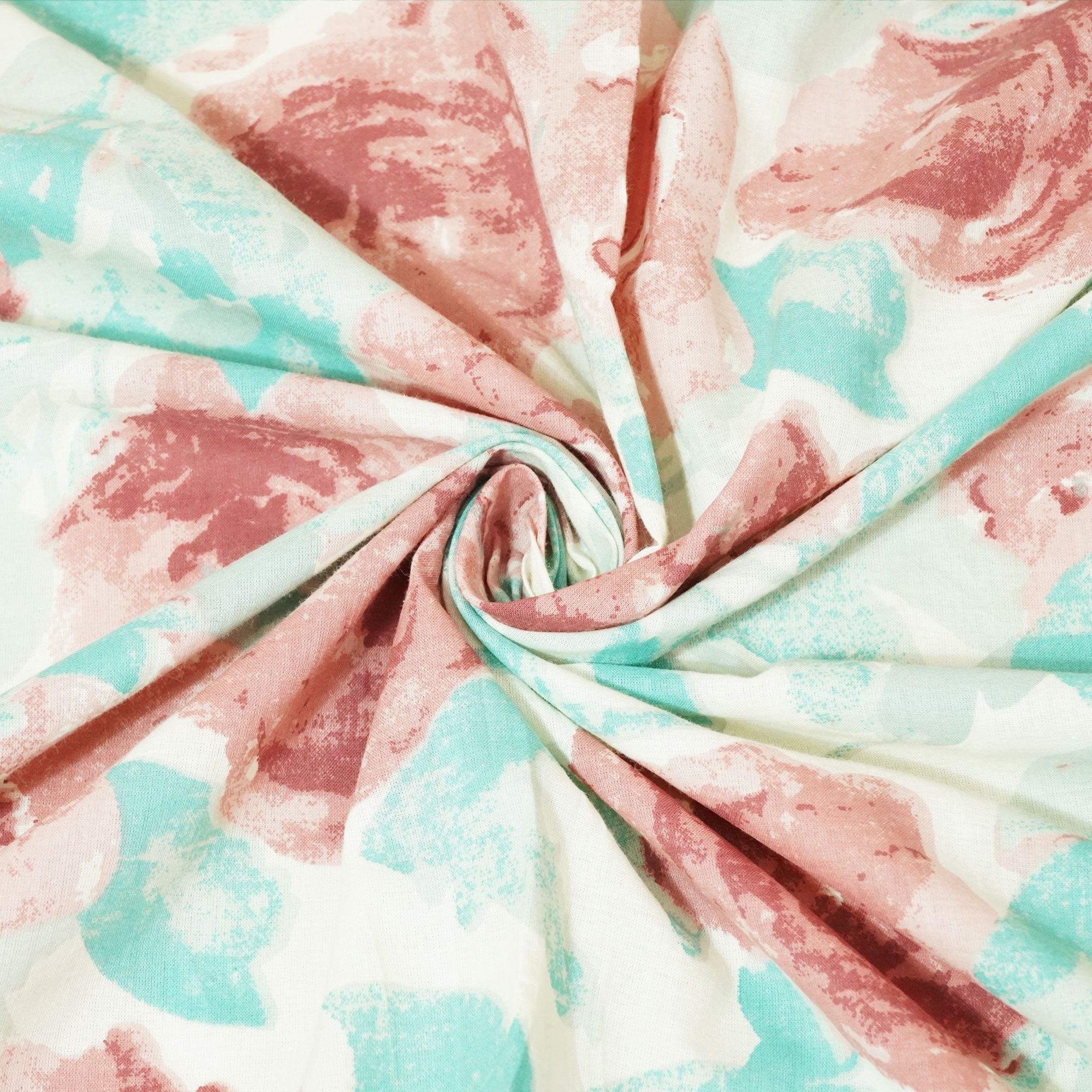 Off White & Sea Green Floral Cotton Print