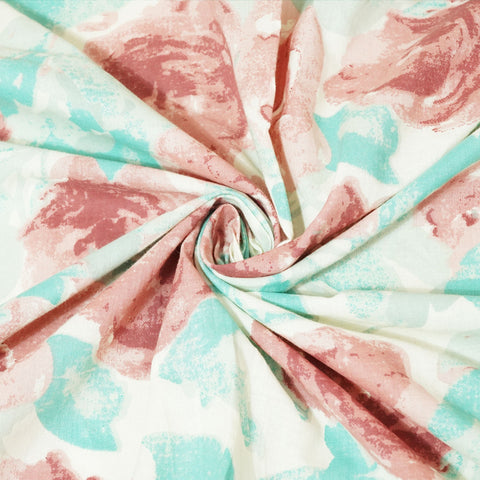 Off White & Sea Green Floral Cotton Print