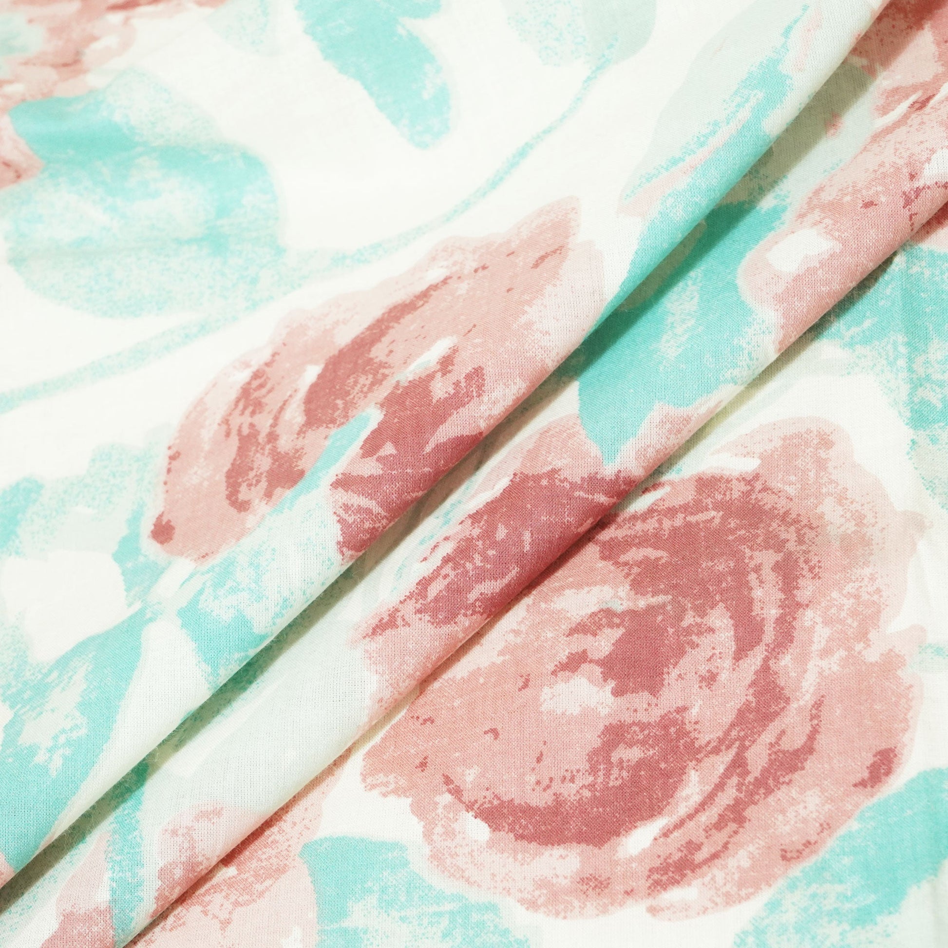 Off White & Sea Green Floral Cotton Print
