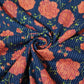 Blue & Pink Floral Print Cotton Katha Fabric CG-23459