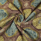 Brown Floral Print Cotton Katha Fabric CG-23461