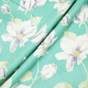 Sea Green Floral Handblock Print Cotton Flex Fabric CG-23464