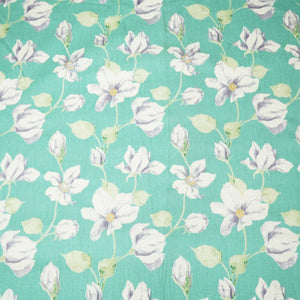 Sea Green Floral Handblock Print Cotton Flex Fabric CG-23464