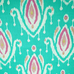 Sea Green Ikkat Print Cotton Flex Fabric CG-23465