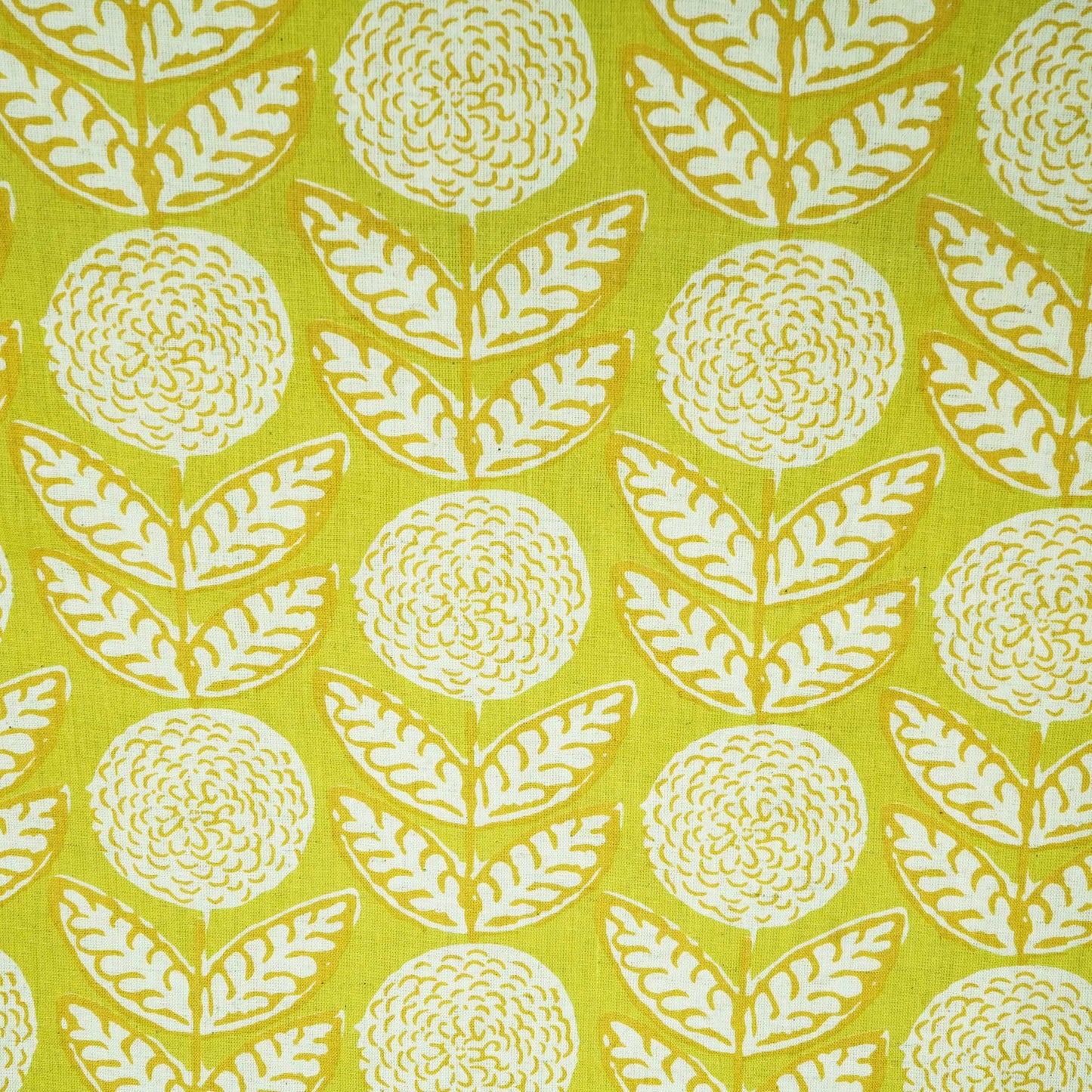 Lime Green Floral Print Cotton Flex Fabric CG-23466