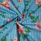 Blue Check Floral Gold Foil Cotton Flex Fabric CG-23468