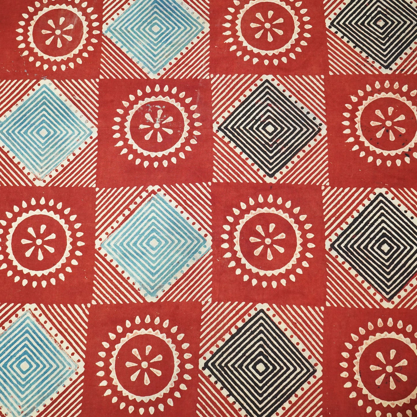 Red & Cream Handblock Ajrakh Print Cotton Fabric CG-23472