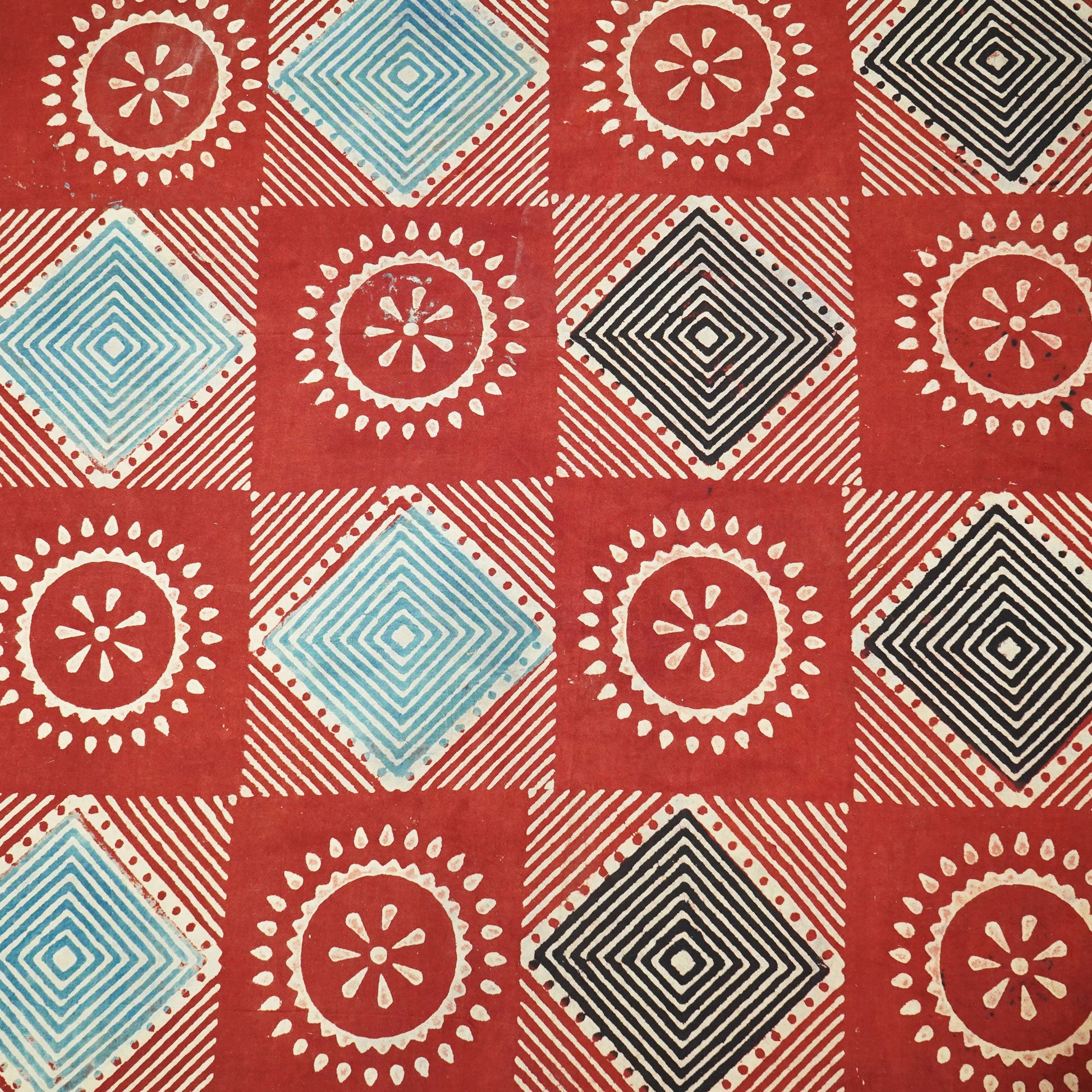 Red & Cream Handblock Ajrakh Print Cotton Fabric CG-23472