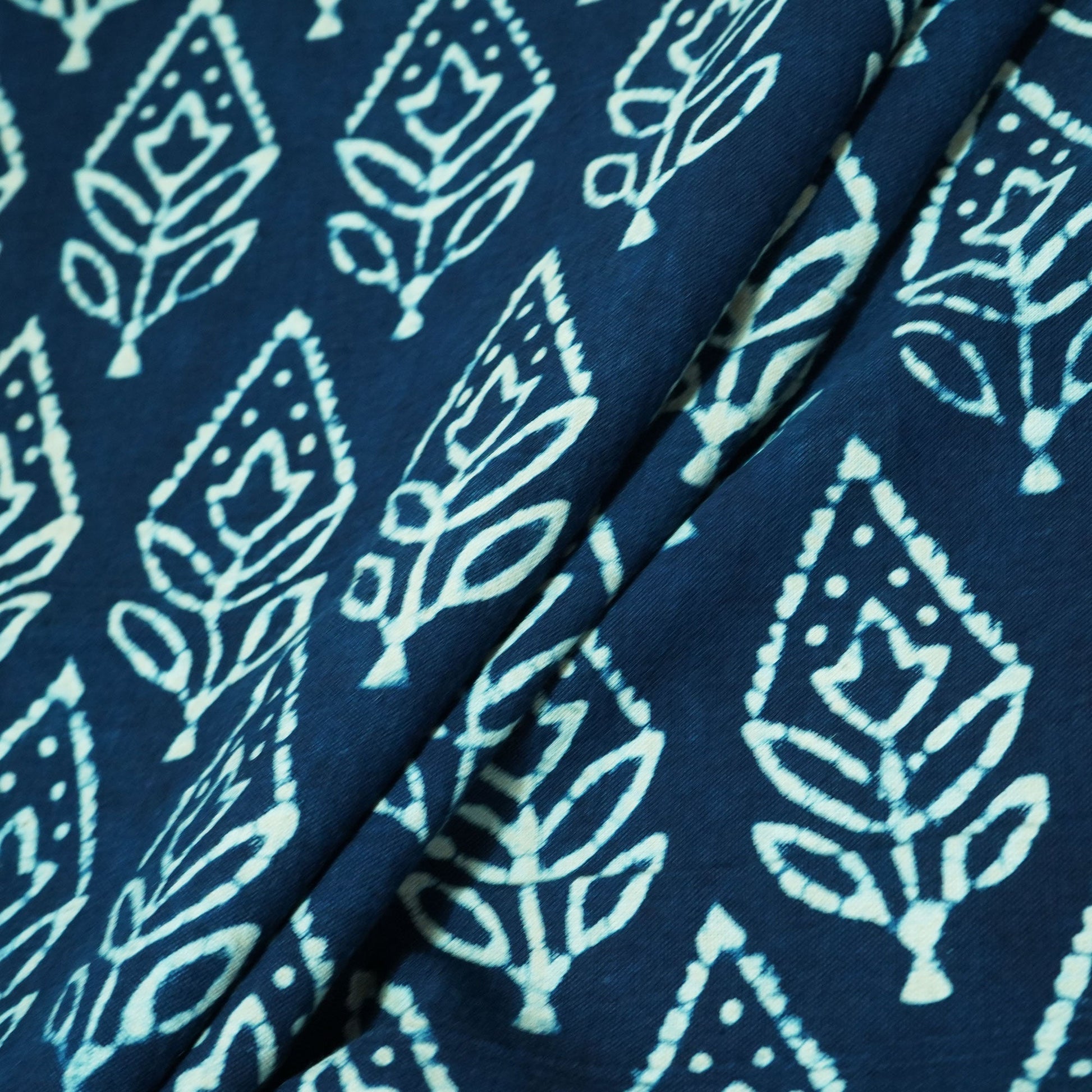 Indigo Schiffli Handblock Cotton Fabric CG-23589