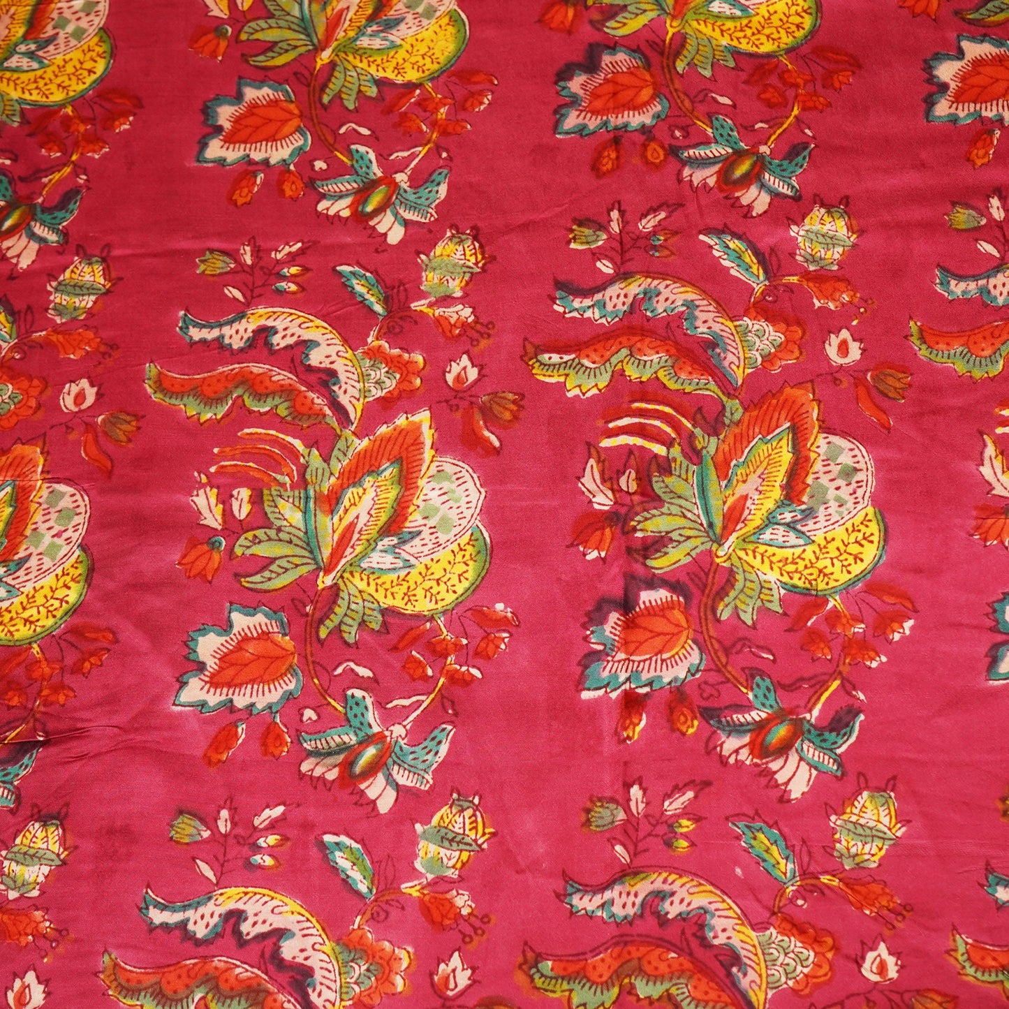 Pink Kalamkari Modal Satin Fabric CG-23606