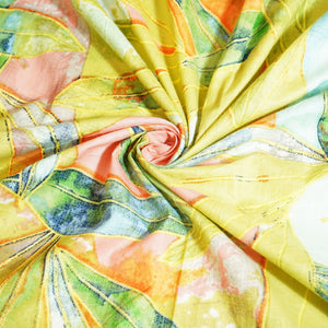 Green Tropical Print Cotton Fabric MFL-23621