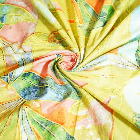 Green Tropical Print Cotton Fabric MFL-23621