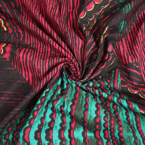 Black Abstract Print Cotton Fabric MFL-23622