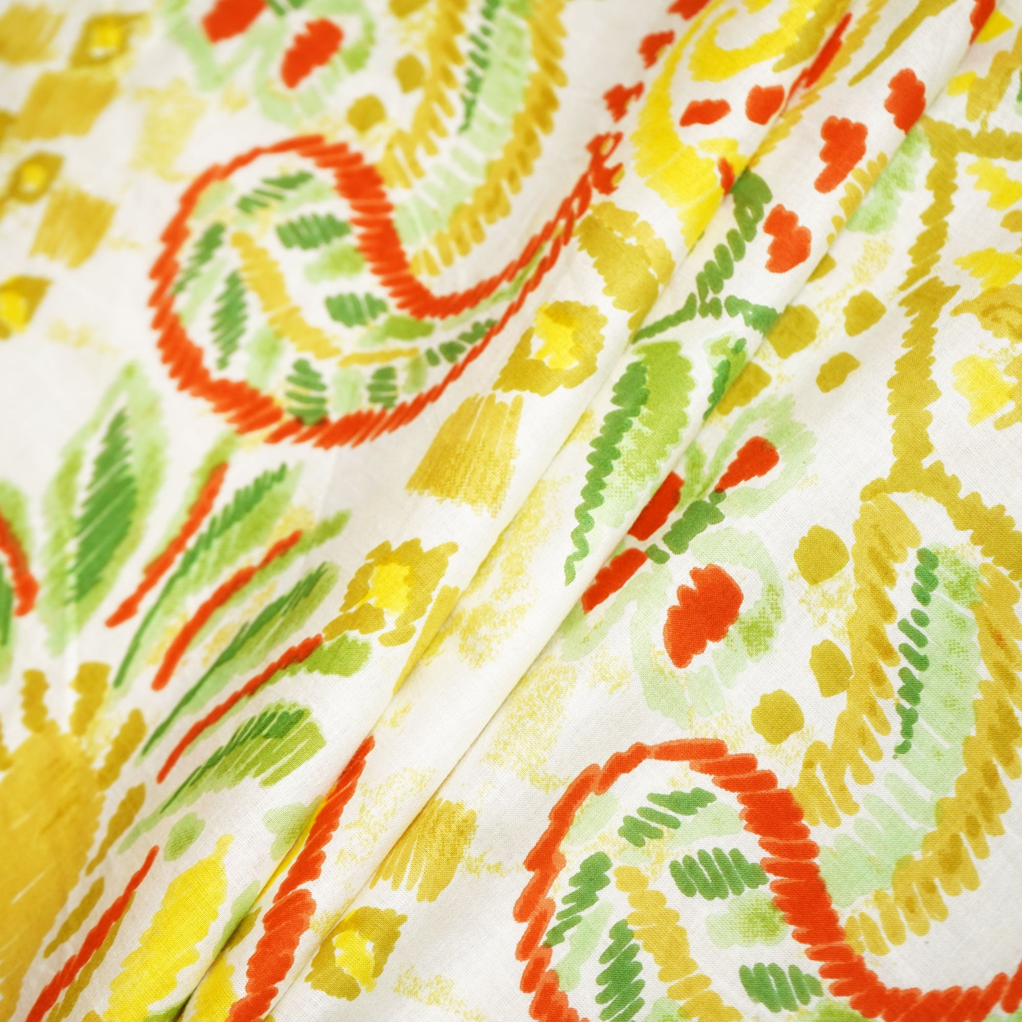 White Abstract Print Cotton Fabric MFL-23624
