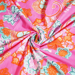 Pink Paisley Print Cotton Fabric MFL-23626