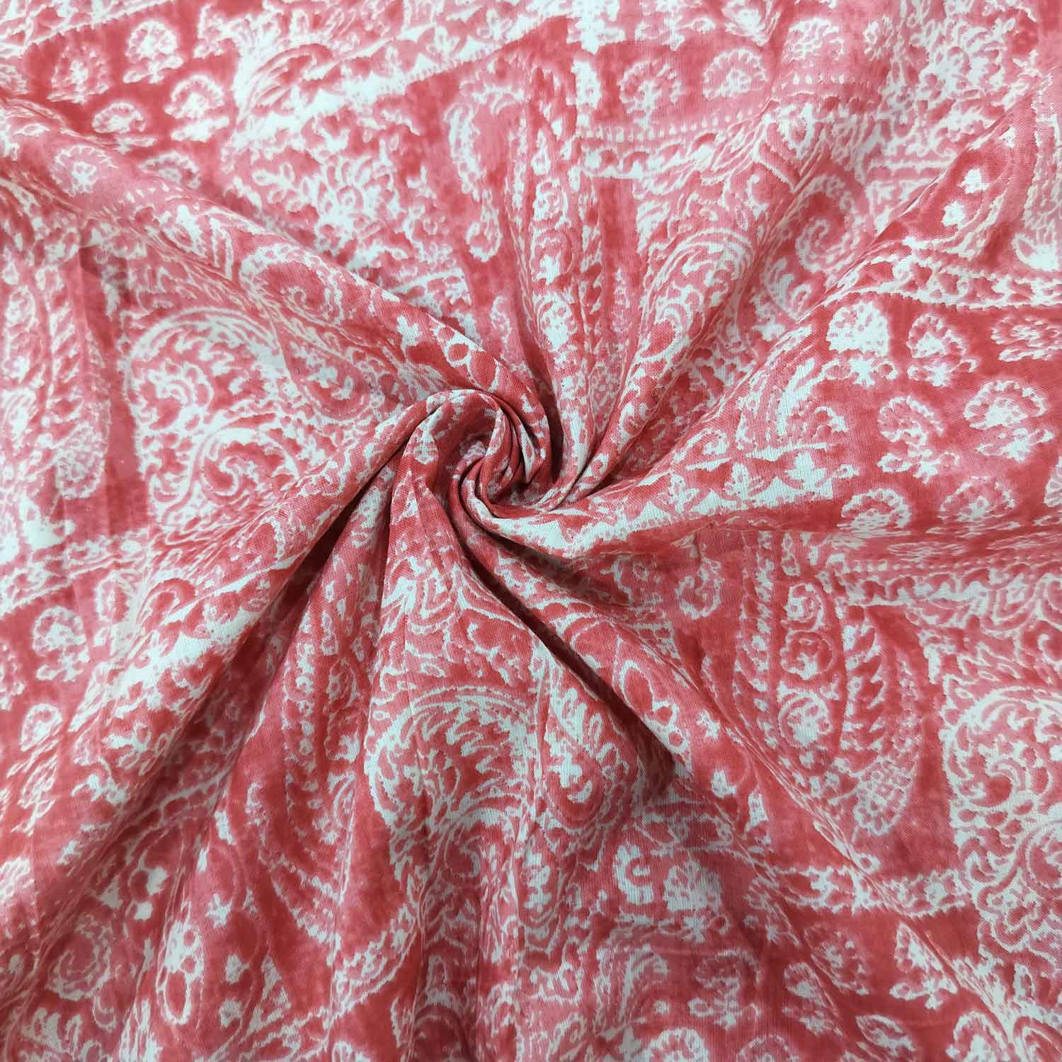 Green Floral Print Cotton Fabric MFL-23629
