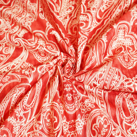 Red Paisley Print Cotton Fabric MFL-23638