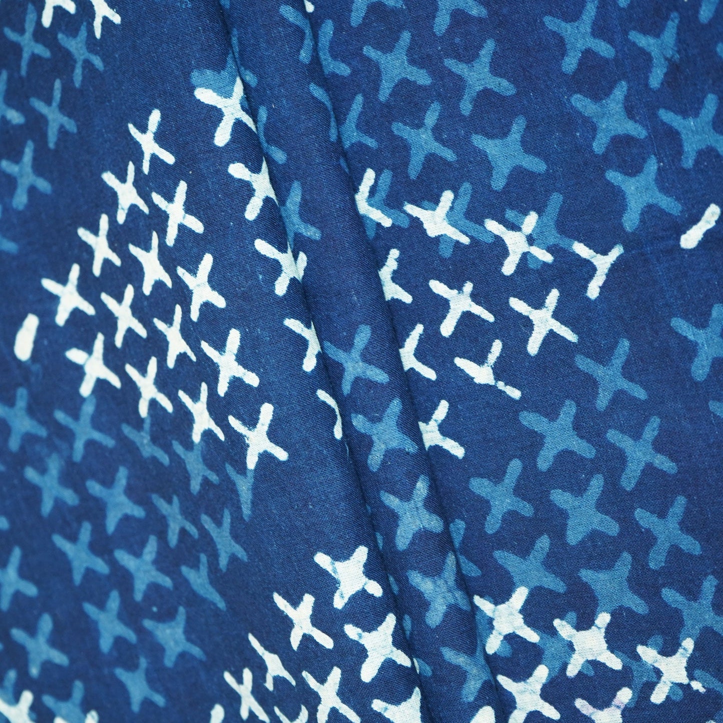 Indigo Geometrical Handblock Print Cotton Fabric MFL-23641