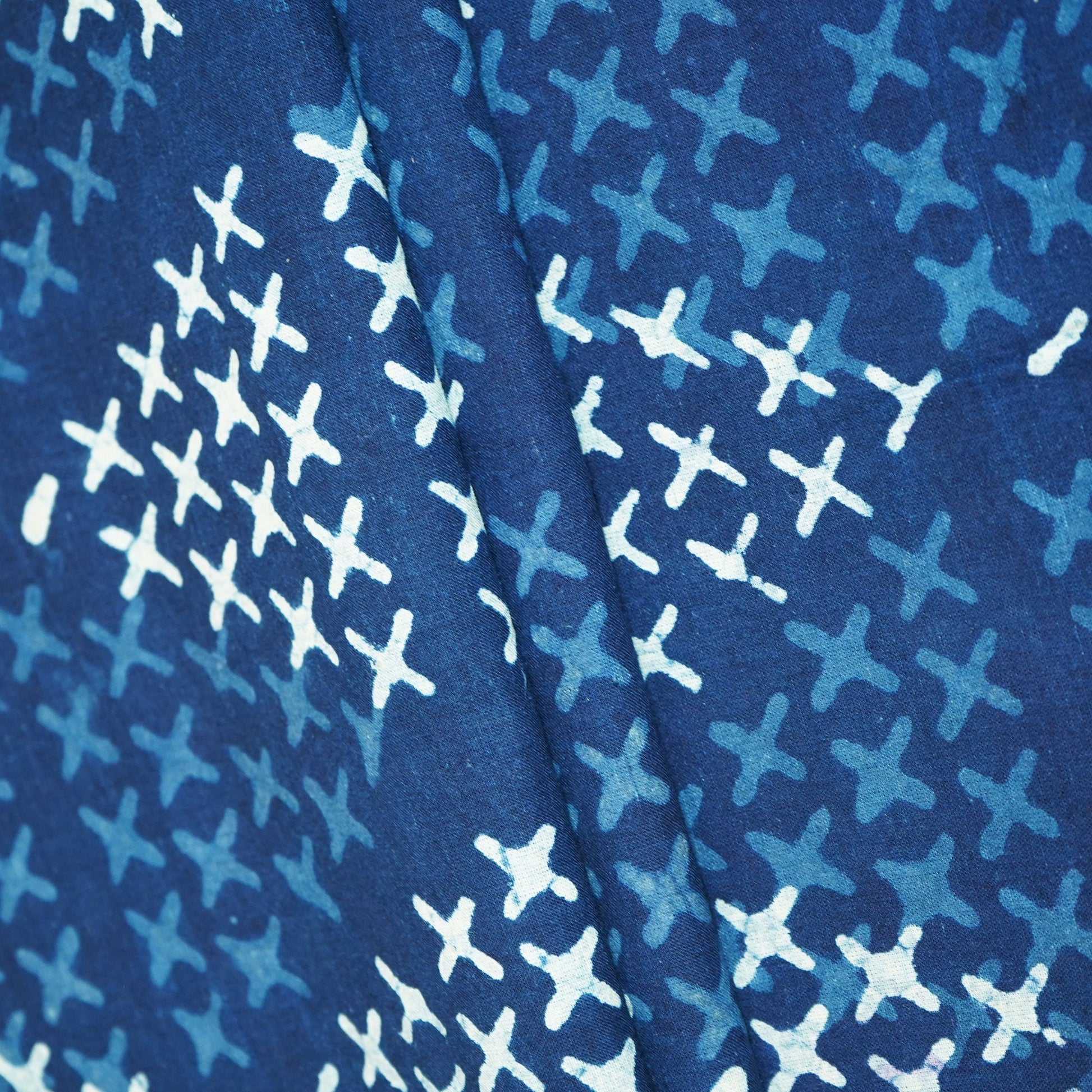Indigo Geometrical Handblock Print Cotton Fabric MFL-23641