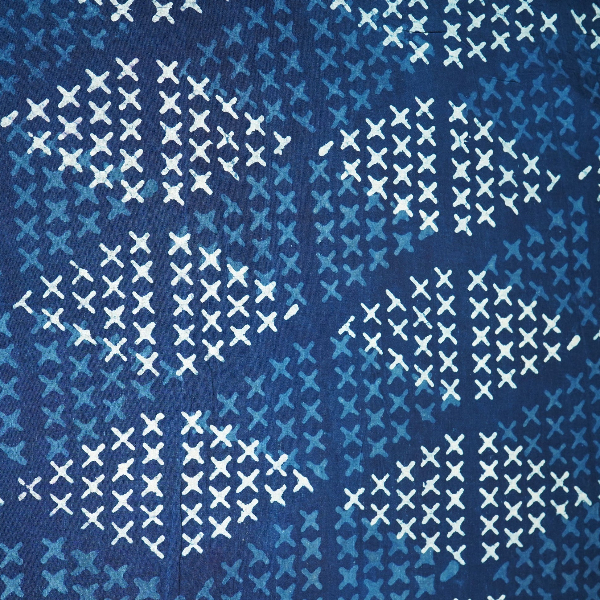 Indigo Geometrical Handblock Print Cotton Fabric MFL-23641