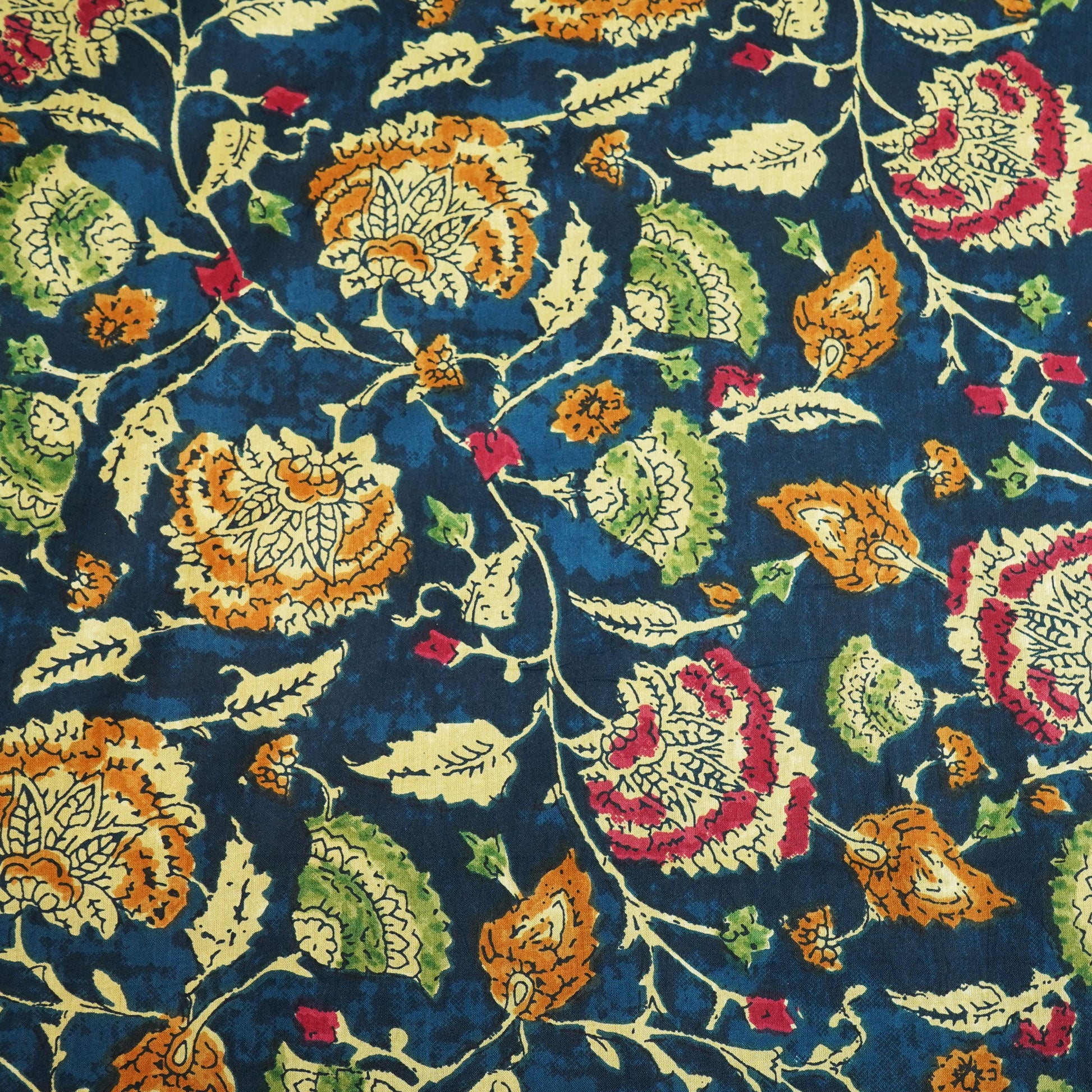 Blue Kalamkari Print Cotton Fabric MFL-23645