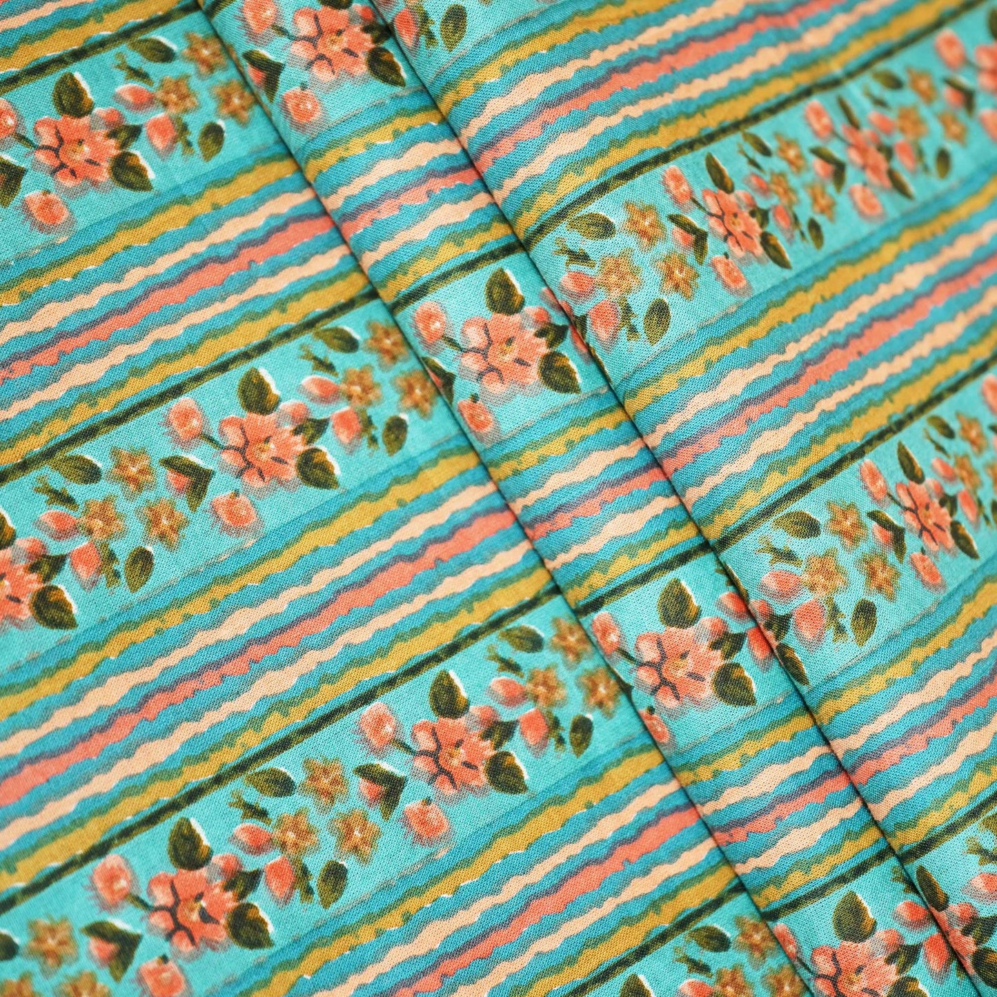 Green Floral Print Cotton Fabric MFL-23648