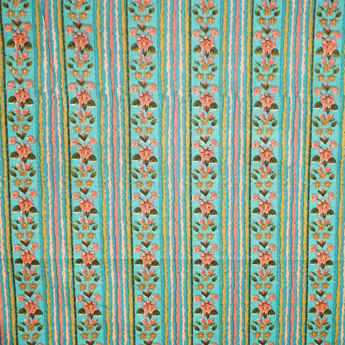 Green Floral Print Cotton Fabric MFL-23648