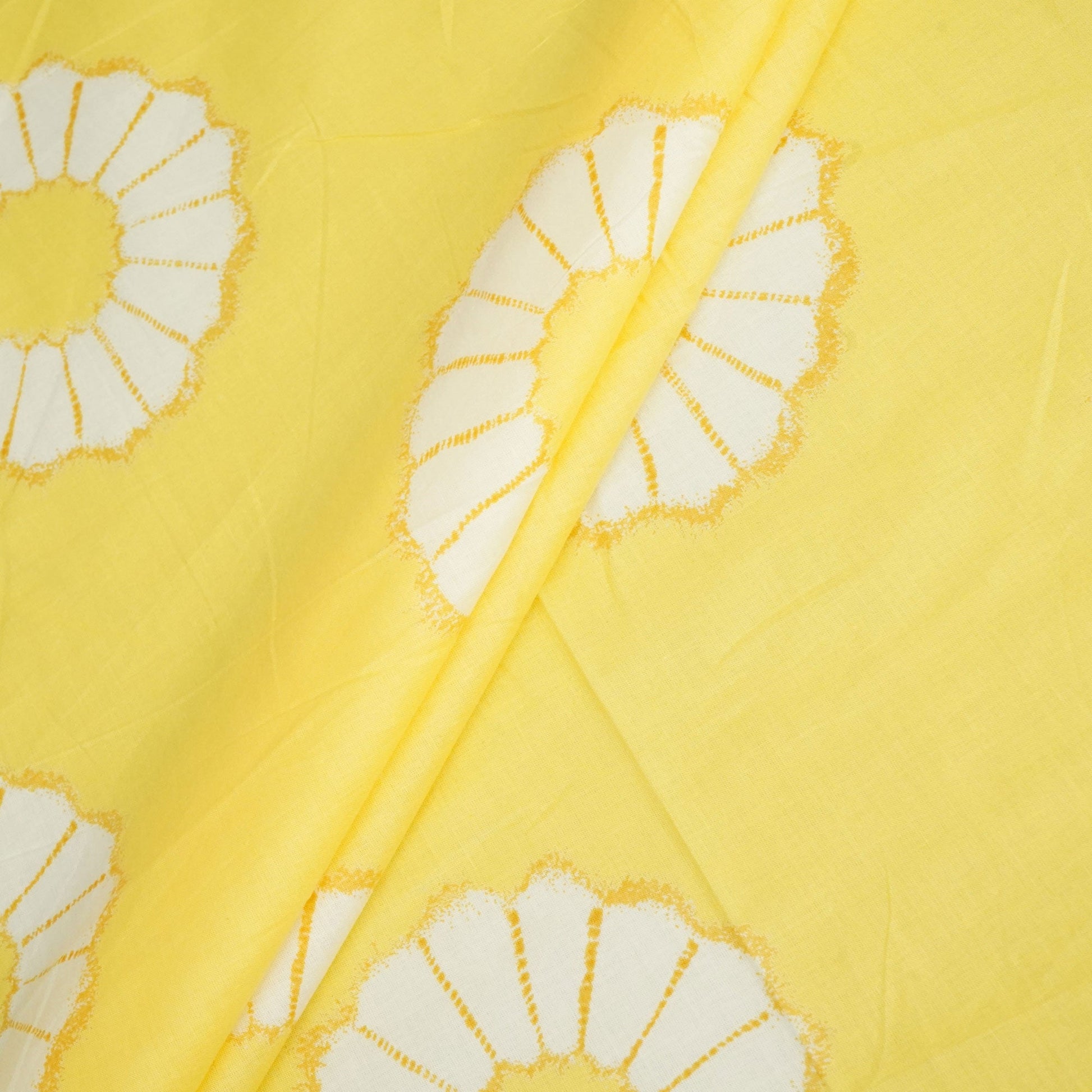 Yellow Floral Print Cotton Mulmul Fabric MFL-23656