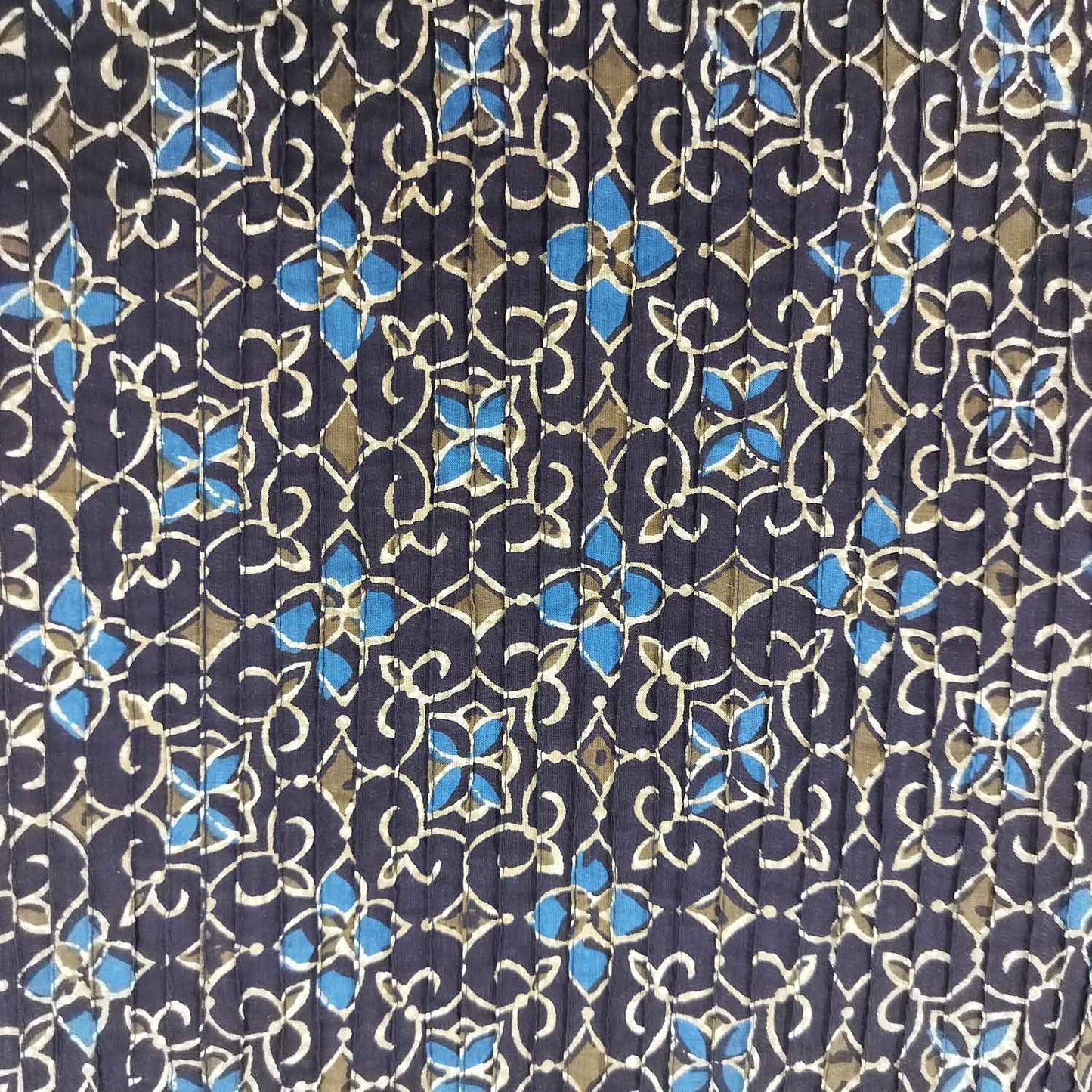 Brown Ajrakh Print Pintuck Cotton Fabric MFL-23659