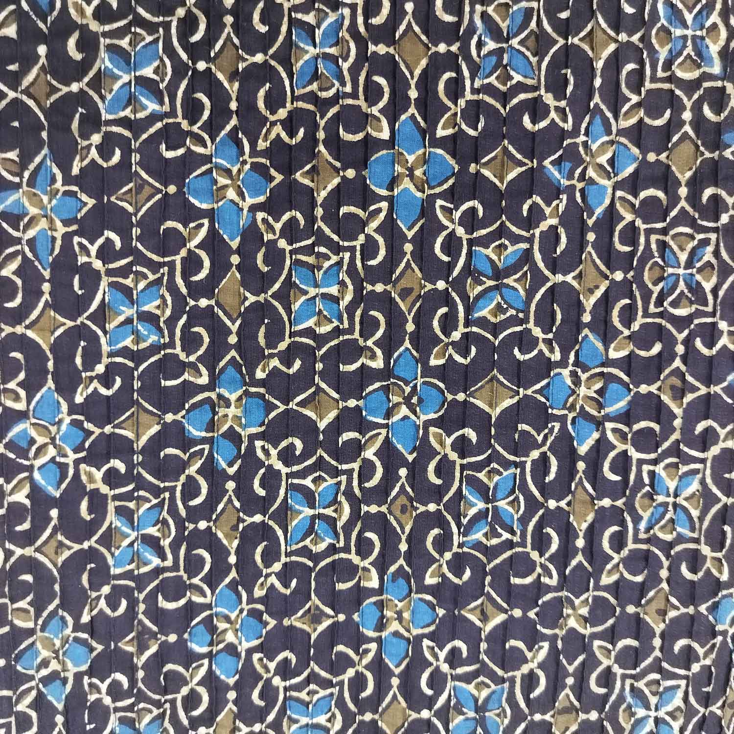 Brown Ajrakh Print Pintuck Cotton Fabric MFL-23659