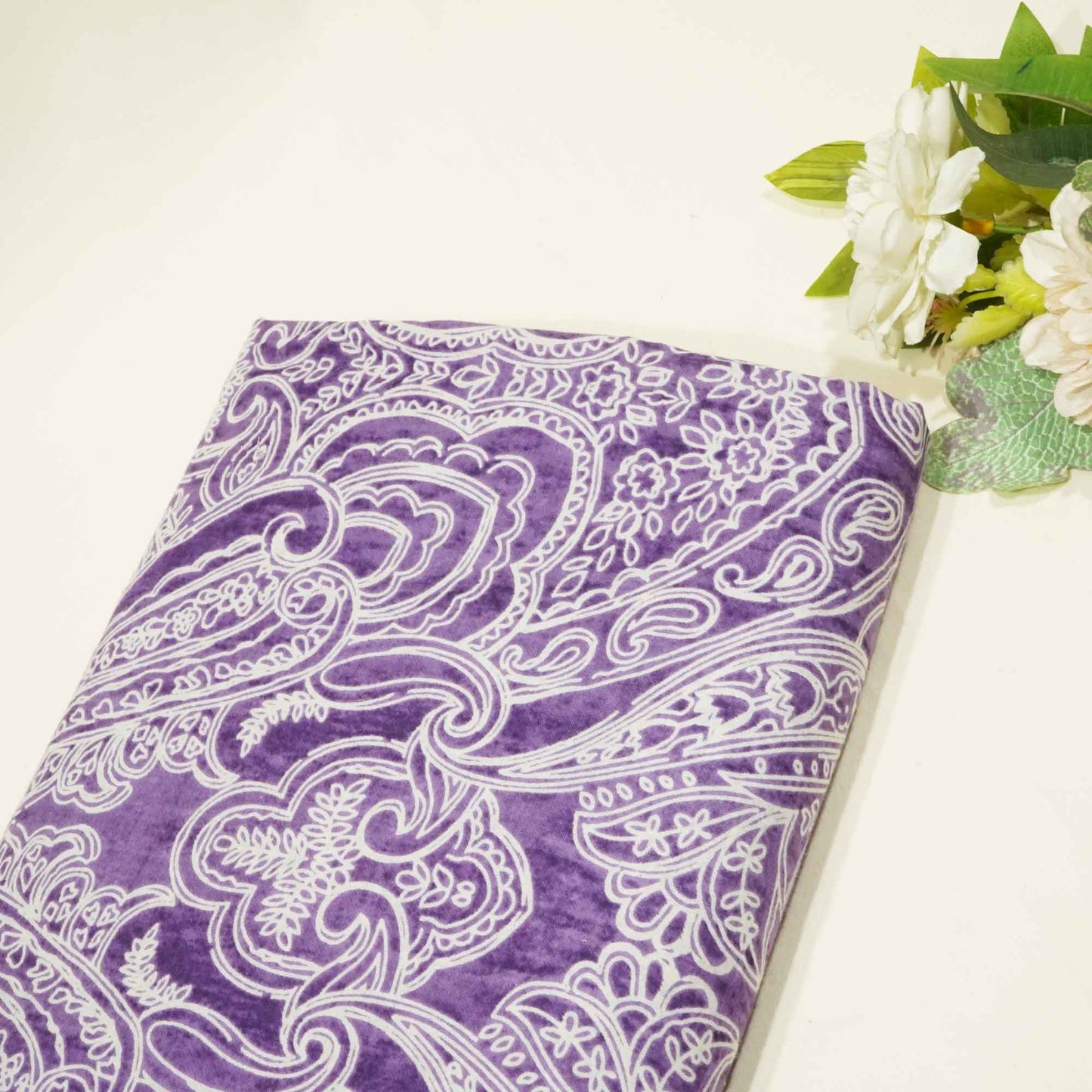 Purple Paisley Print Cotton Fabric MFL-23674