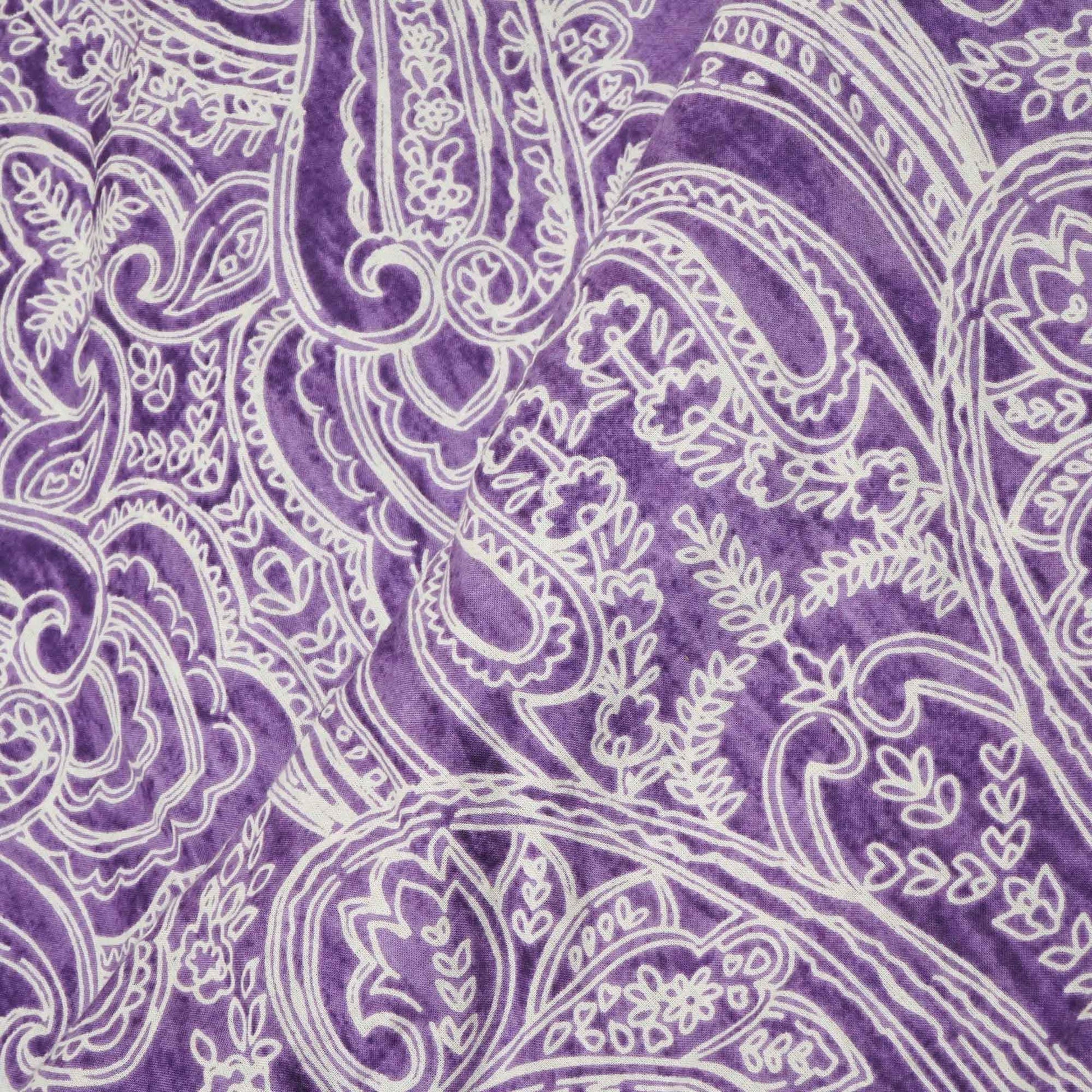 Purple Paisley Print Cotton Fabric MFL-23674