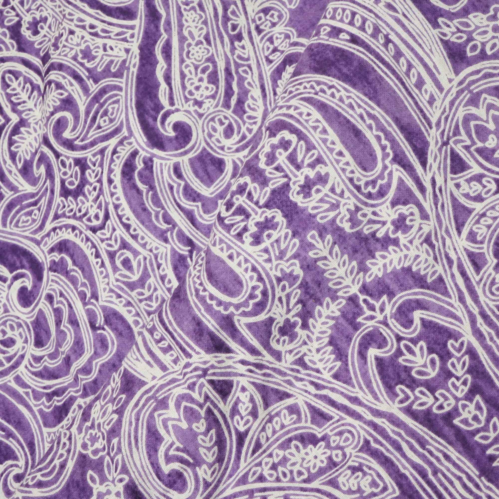 Purple Paisley Print Cotton Fabric MFL-23674