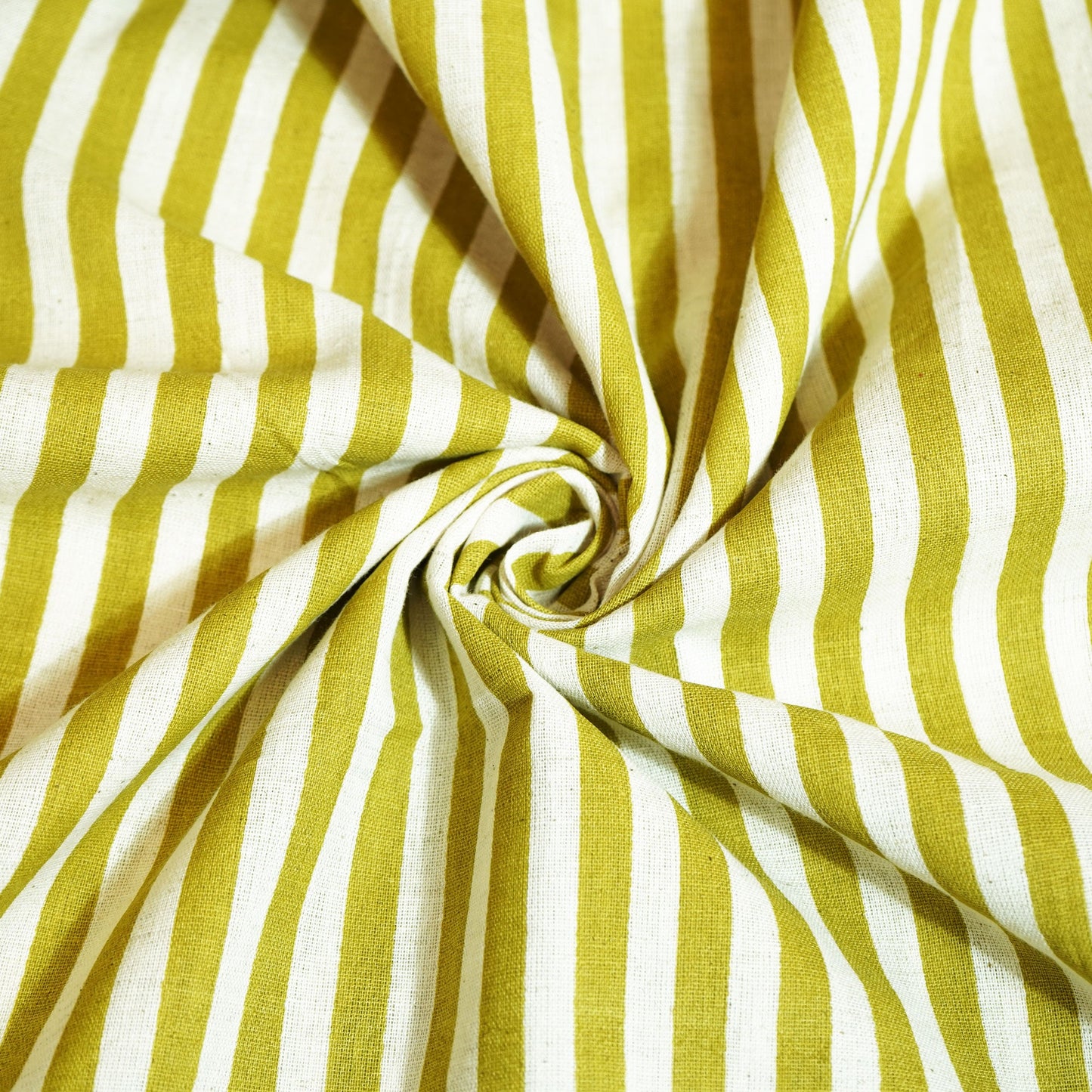 White & Green Stripes Cotton Fabric MFL-23686