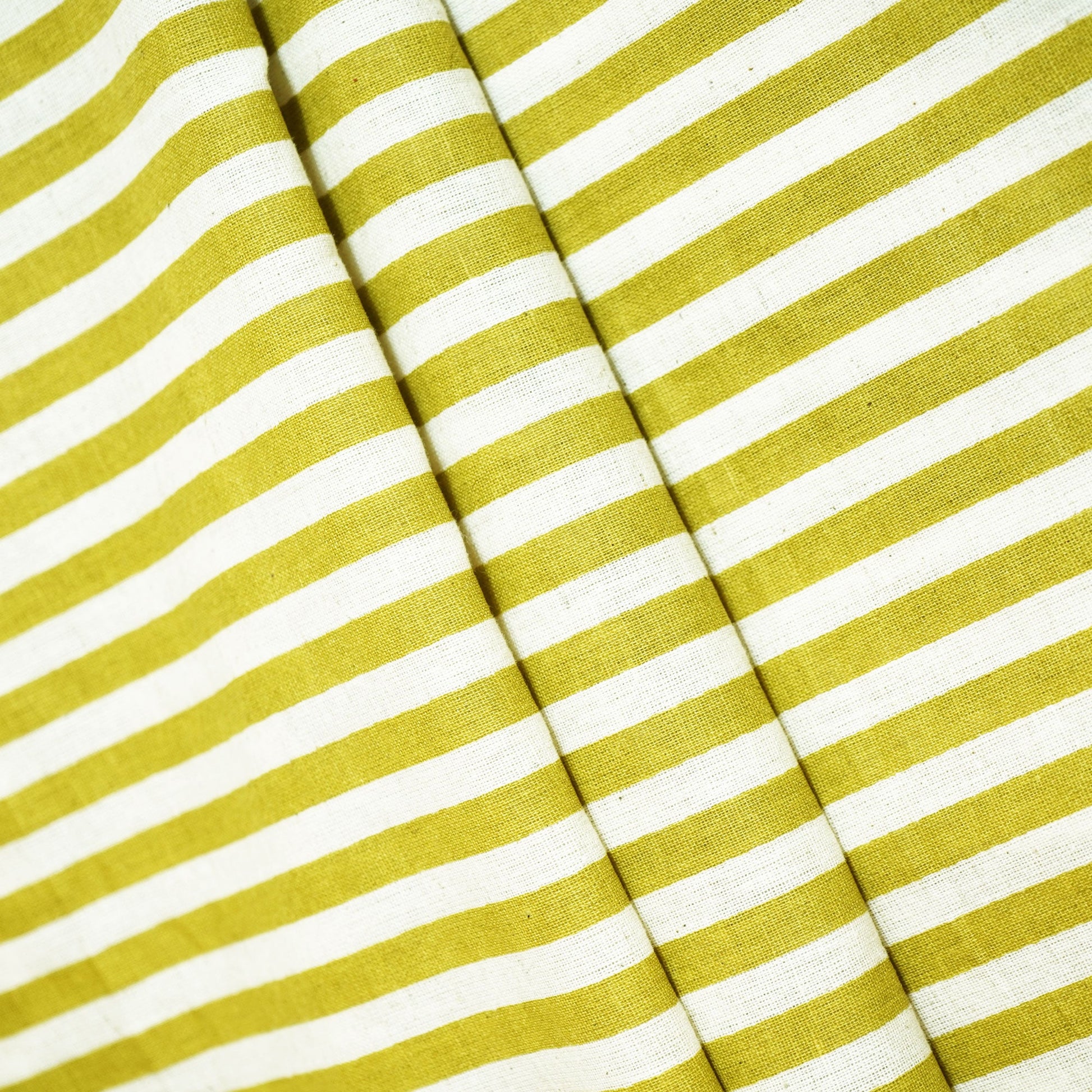 White & Green Stripes Cotton Fabric MFL-23686