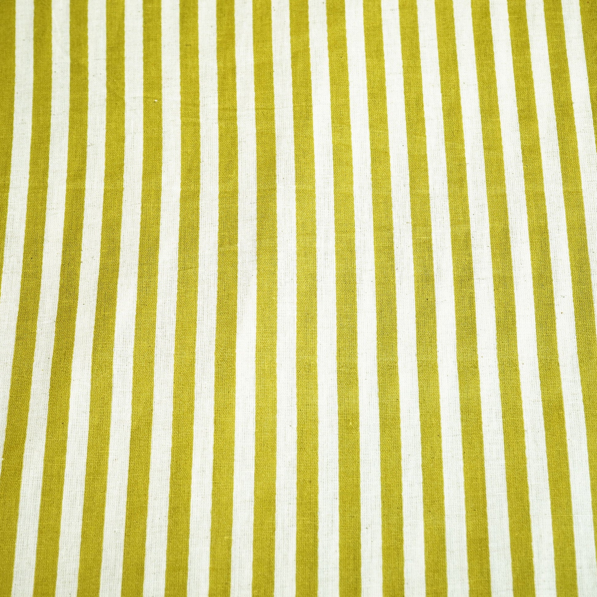 White & Green Stripes Cotton Fabric MFL-23686