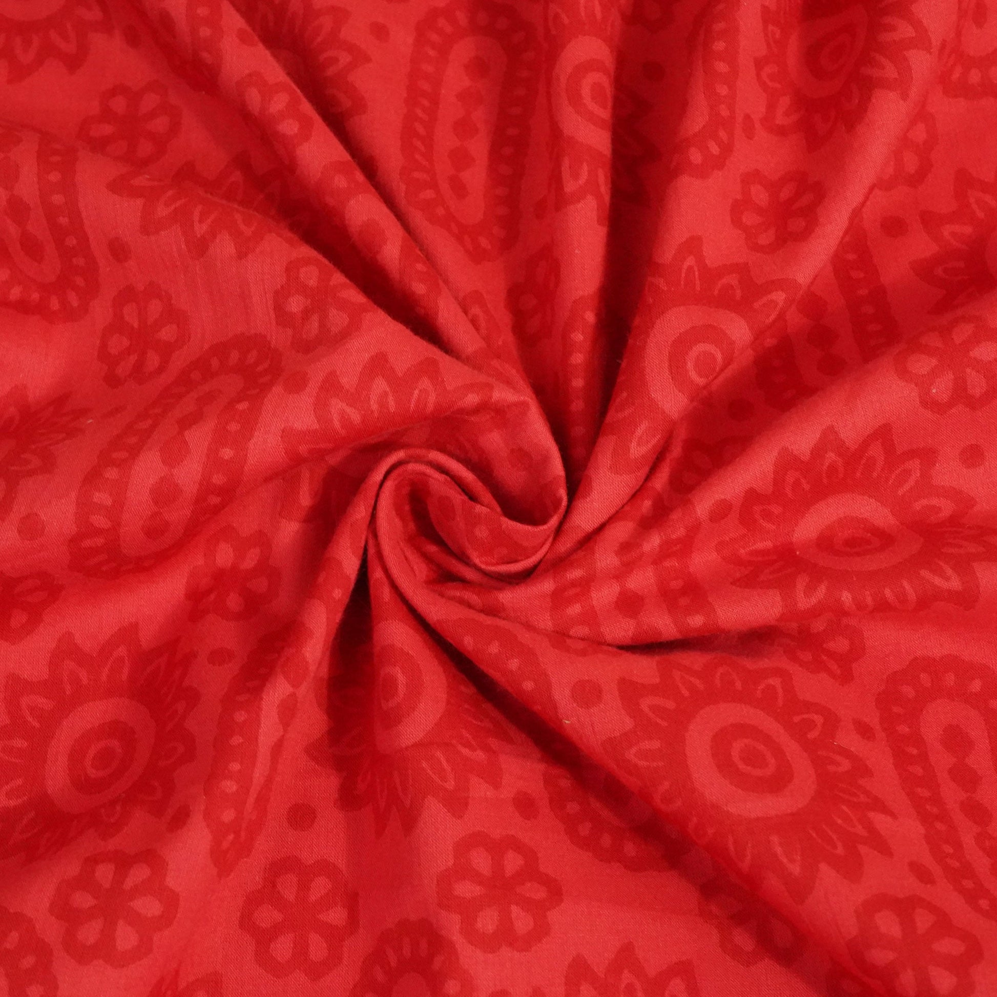 Red Floral Print Cotton Fabric MFL-23689