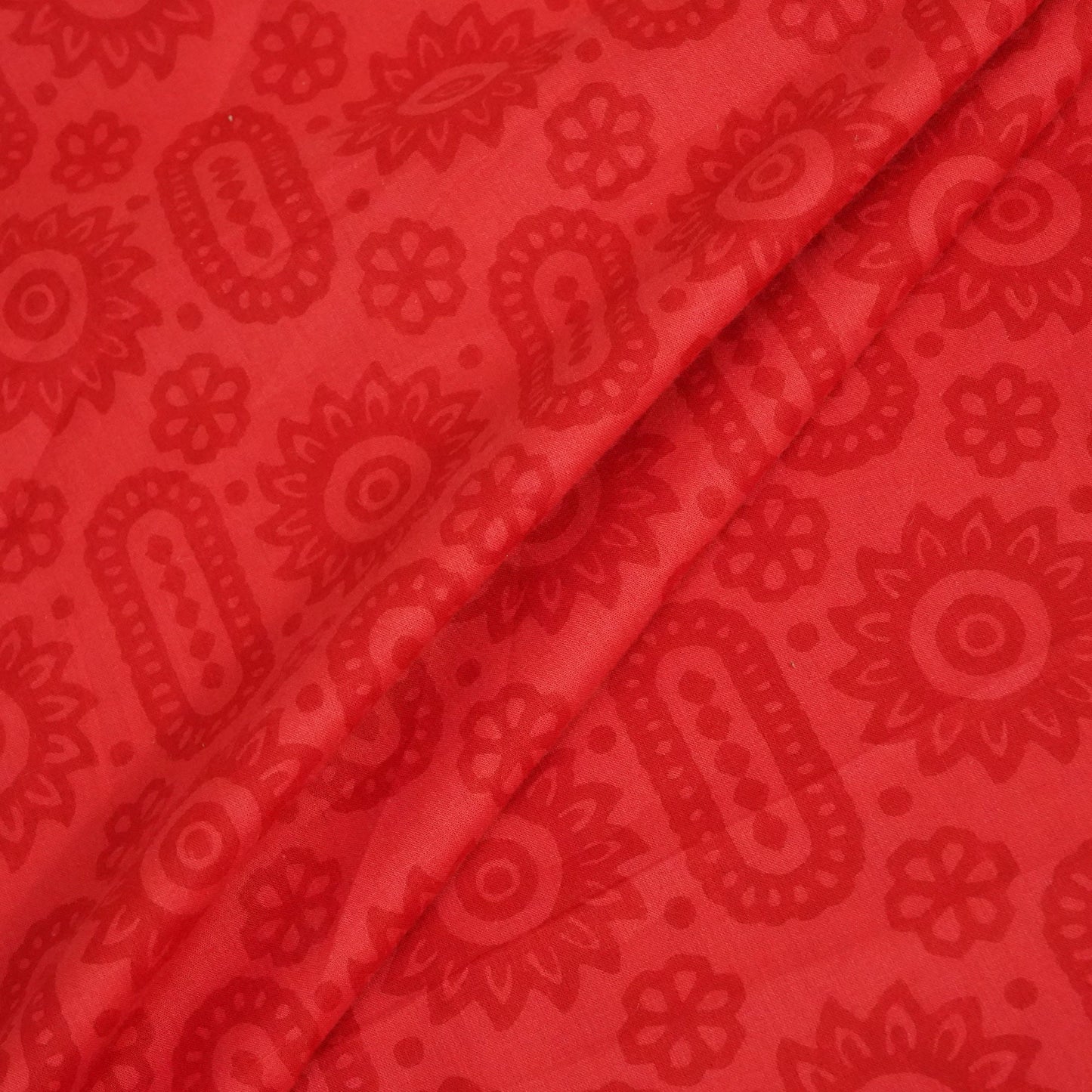 Red Floral Print Cotton Fabric MFL-23689