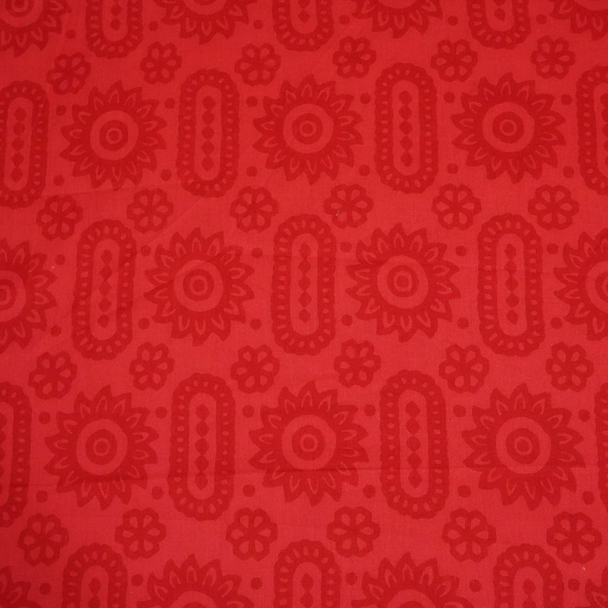 Red Floral Print Cotton Fabric MFL-23689